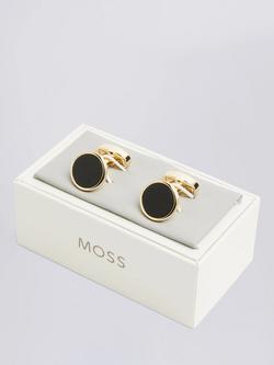 Moss Round Onyx Cufflinks - view 2, Gold