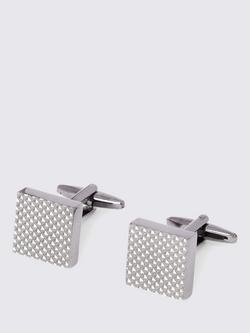 Moss Textured Geometric Square Cufflinks, Gunmetal