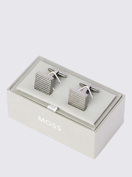Moss Textured Square Cufflinks, Gunmetal - view 2, Gunmetal