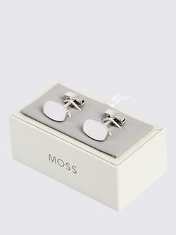 Moss Brushed Cufflinks, Silver - view 2, Silver