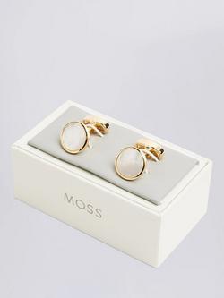 Moss Mother-of-Pearl Core Cufflinks - view 2, Gold