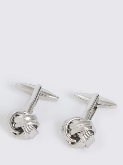 Moss Knotted Cufflinks, Silver, Silver