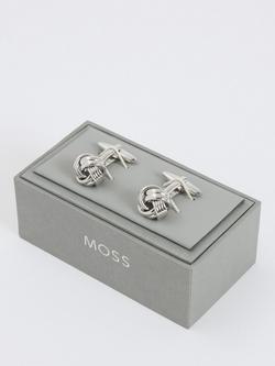Moss Knotted Cufflinks - view 2, Silver