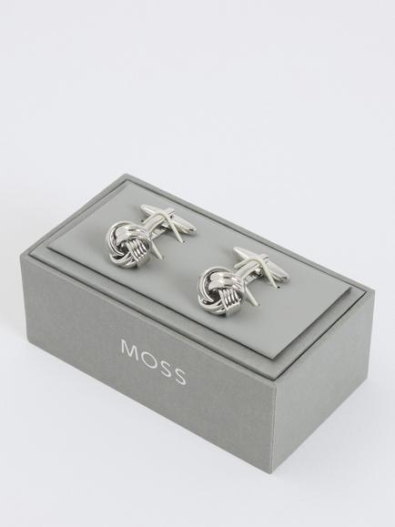 Moss Knotted Cufflinks, Silver - view 2, Silver