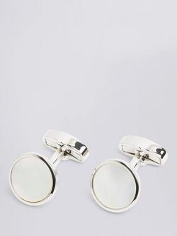 Moss Mother-of-Pearl Core Cufflinks, Silver