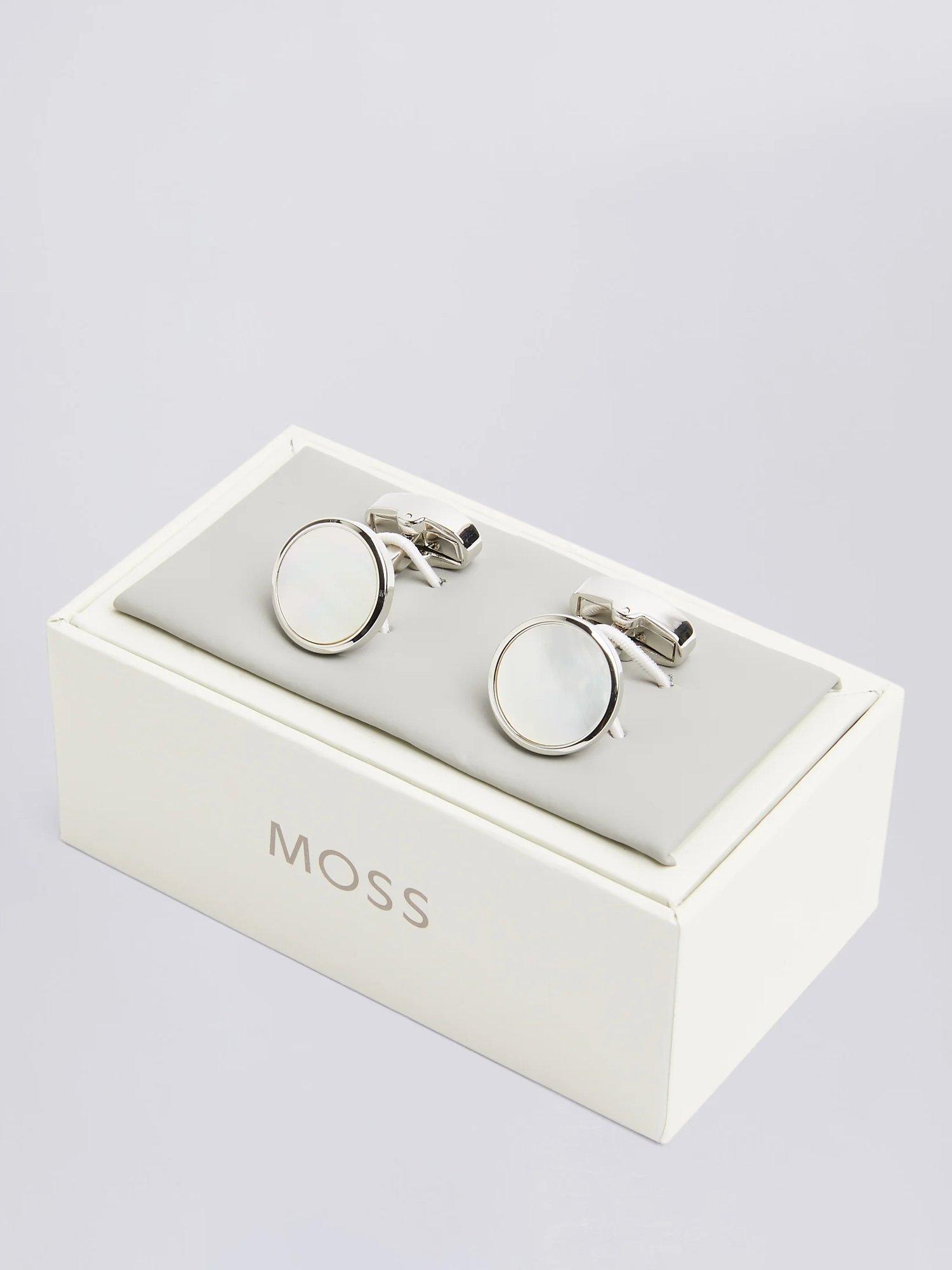 Product image 2 of 2, which shows Moss Mother-of-Pearl Core Cufflinks, Silver