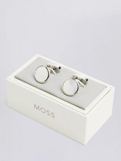 Moss Mother-of-Pearl Core Cufflinks - view 2, Silver