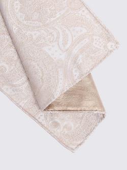 Moss Paisley Silk Pocket Square - view 2, Champagne