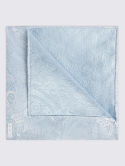 Moss Silk Wedding Paisley Pocket Square, Sky