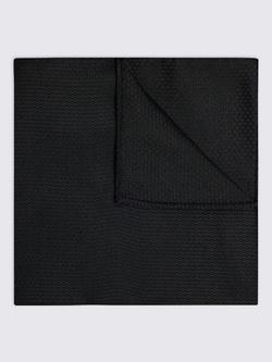 Moss Silk Semi-Plain Pocket Square, Black