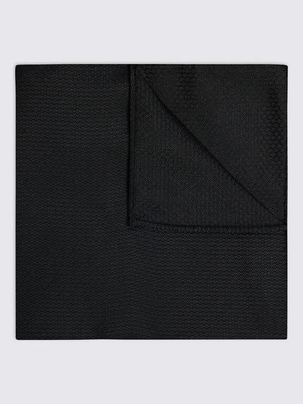 Moss Silk Semi-Plain Pocket Square, Black