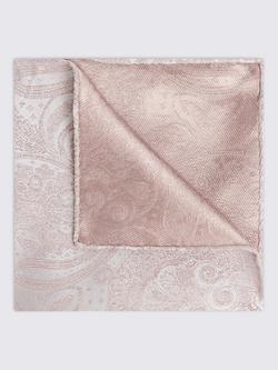 Moss Paisley Silk Pocket Square, Dusty Pink