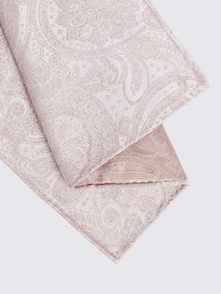 Moss Paisley Silk Pocket Square - view 2, Dusty Pink