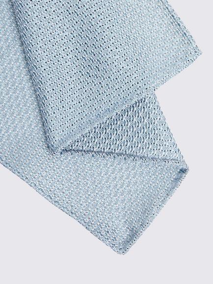 Moss Italian Silk Grenadine Pocket Square - view 2, Sky Blue