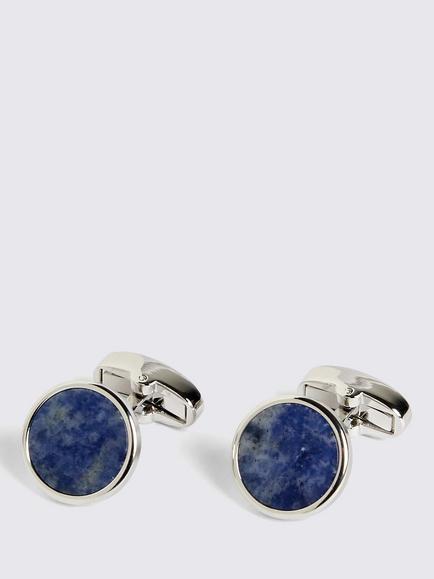 Moss Gemstone Round Cufflinks, Aventurine