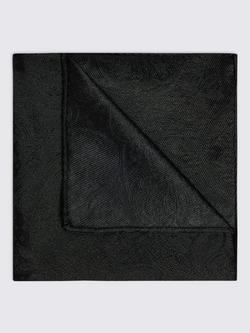 Moss Silk Wedding Paisley Pocket Square, Black