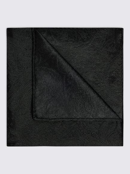Moss Silk Wedding Paisley Pocket Square, Black