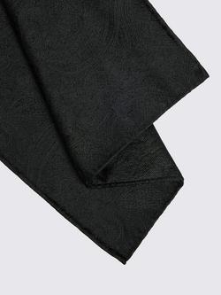 Moss Silk Wedding Paisley Pocket Square - view 2, Black