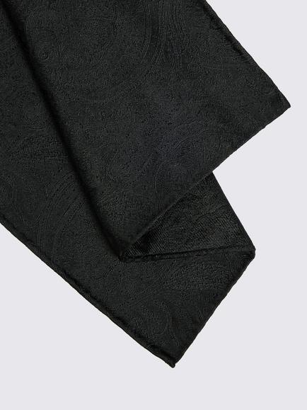 Moss Silk Wedding Paisley Pocket Square - view 2, Black