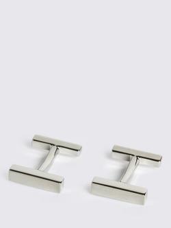 Moss Brushed Bar Cufflinks, Silver, Silver