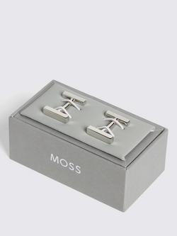 Moss Brushed Bar Cufflinks, Silver - view 2, Silver