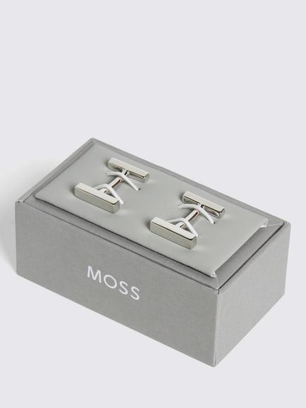 Moss Bar Cufflinks - view 2, Silver