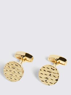 Moss Textured Round Cufflinks, Gold
