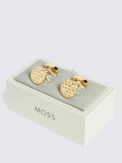 Moss Textured Round Cufflinks - view 2, Gold
