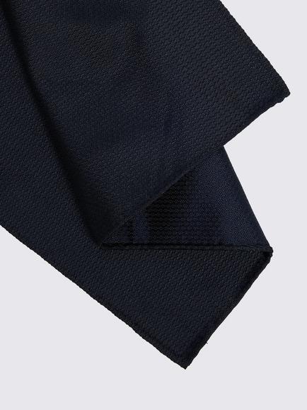 Moss Silk Semi-Plain Pocket Square - view 2, Navy
