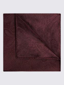 Moss Paisley Silk Pocket Square, Burgundy