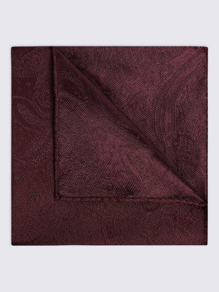 Moss Silk Wedding Paisley Pocket Square, Burgundy