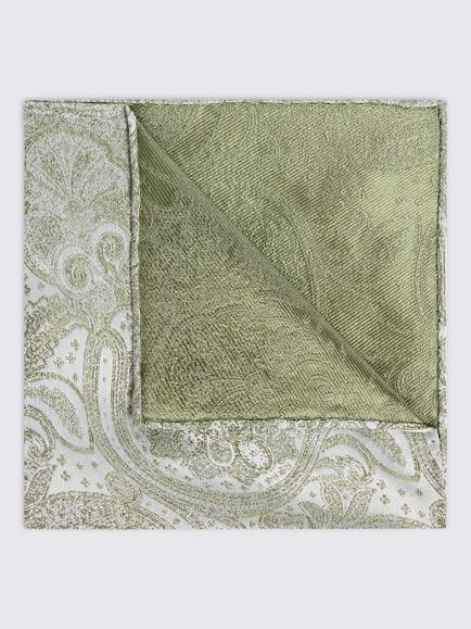Moss Silk Wedding Paisley Pocket Square, Sage