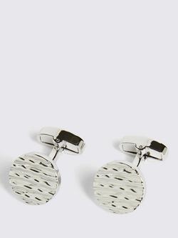 Moss Textured Round Cufflinks, Silver