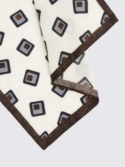 Moss Wool Square Motif Pocket Square - view 2, Cream/Multi