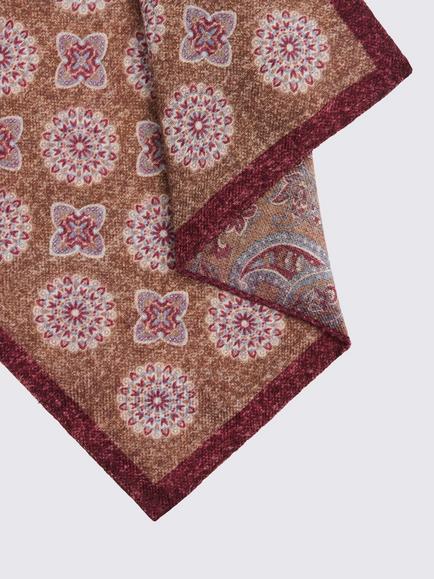 Moss Bottinelli Wool Double Faced Pocket Square - view 2, Raspberry