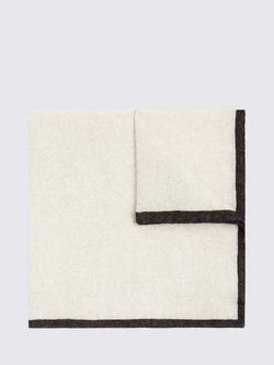 Moss Wool Border Pocket Square, Chocolate, Chocolate