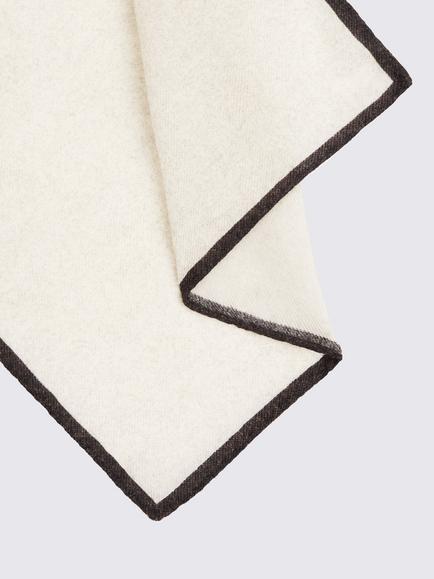 Moss Italian Wool Border Pocket Square, Chocolate - view 2, Chocolate