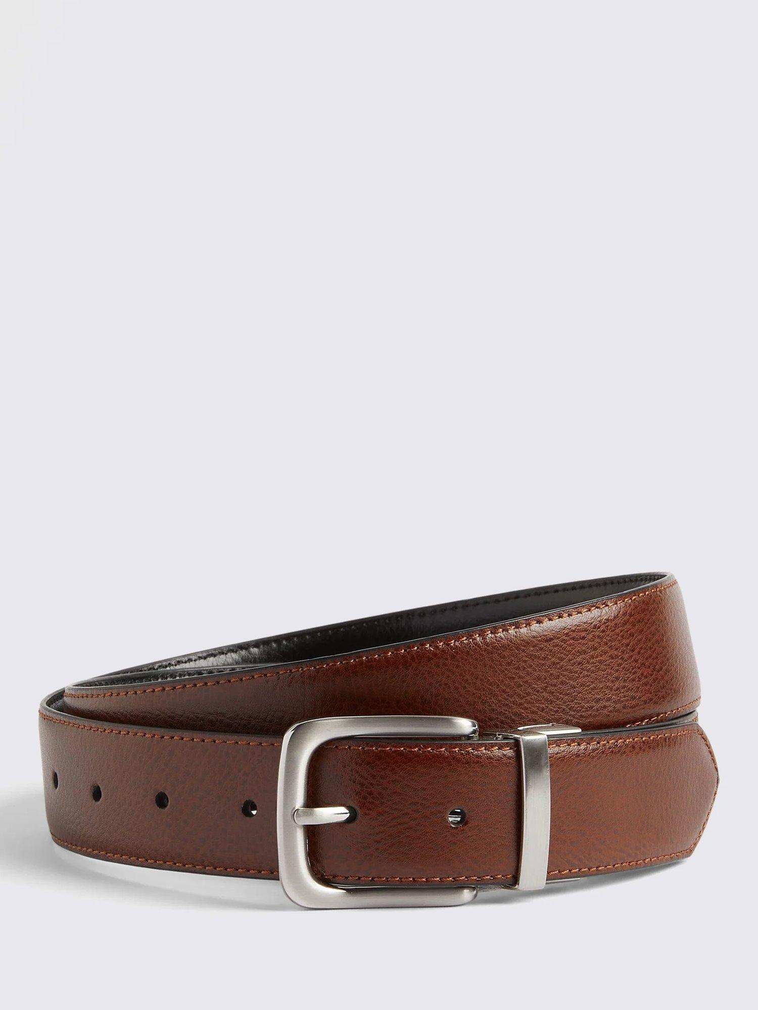 Product image 1 of 2, which shows Moss Reversible Leather Belt, Black/Brown, S