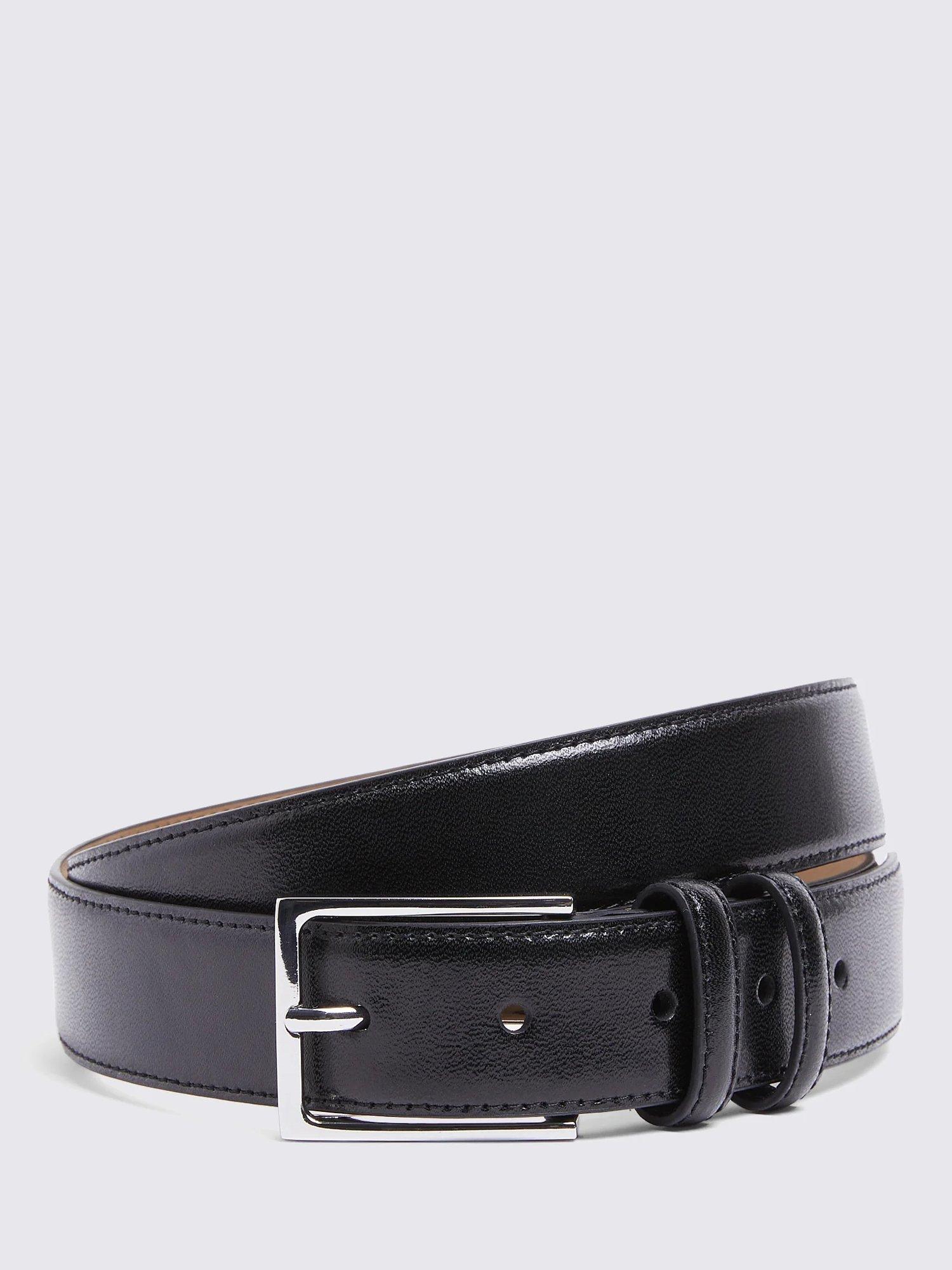 Product image 1 of 2, which shows Moss Leather Belt, Black, 30R