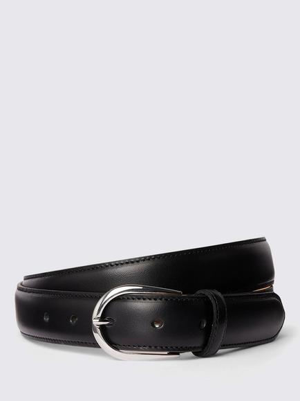 Moss Italian Leather Belt, Black