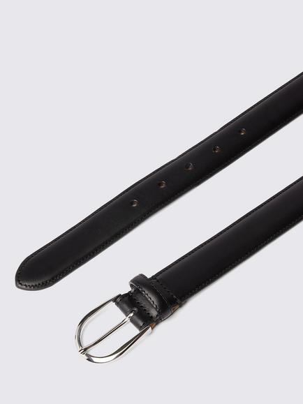 Moss Italian Leather Belt - view 2, Black