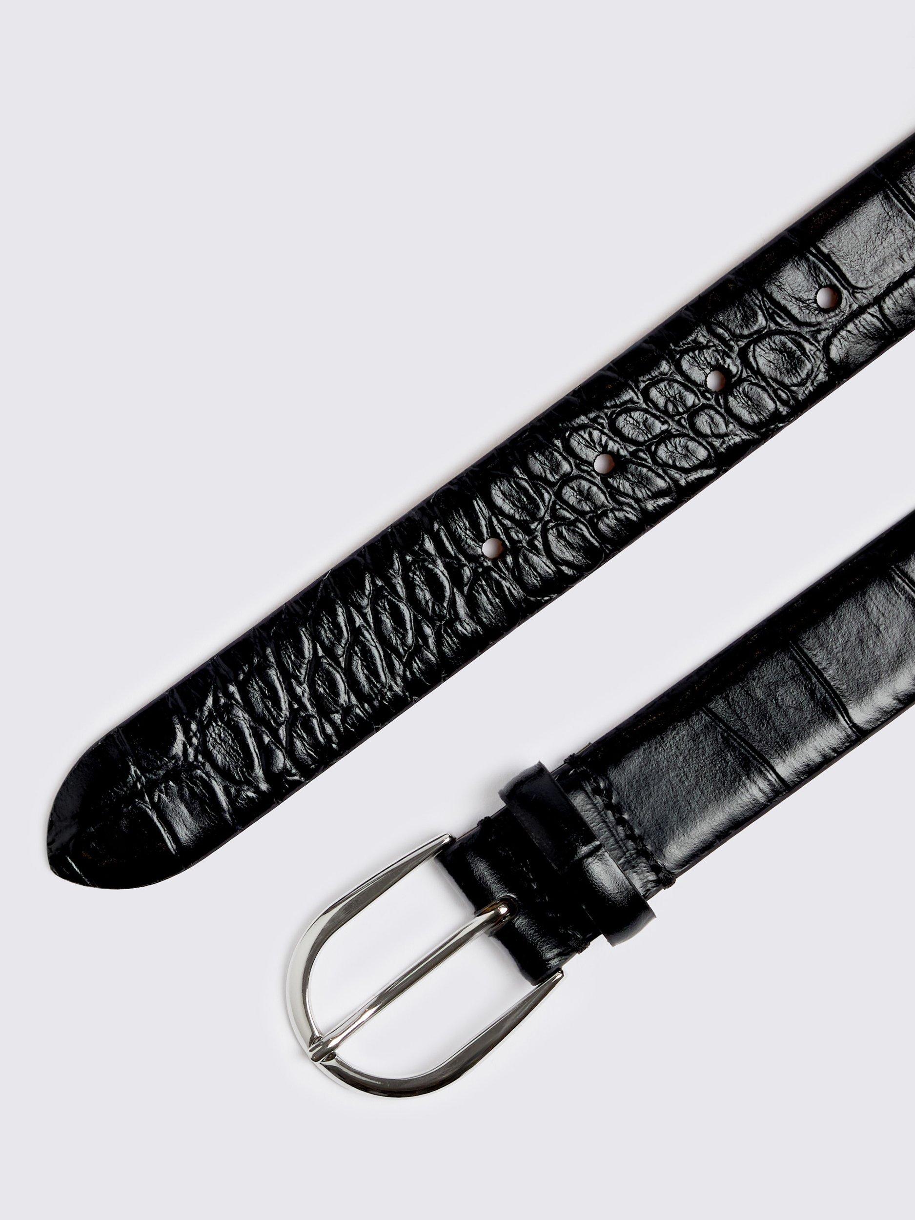 Product image 2 of 2, which shows Moss Crocodile Effect Leather Belt, Black, 30R