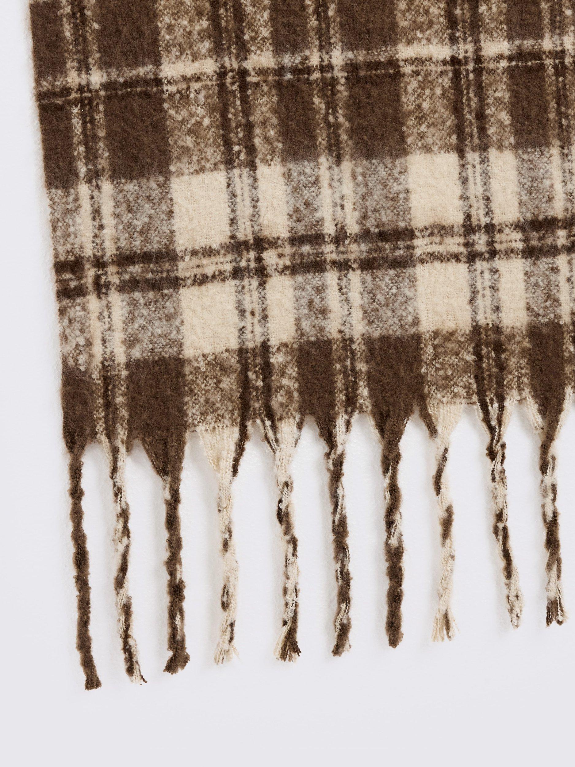 Product image 2 of 2, which shows Moss Oversized Check Scarf, Brown/White, One Size