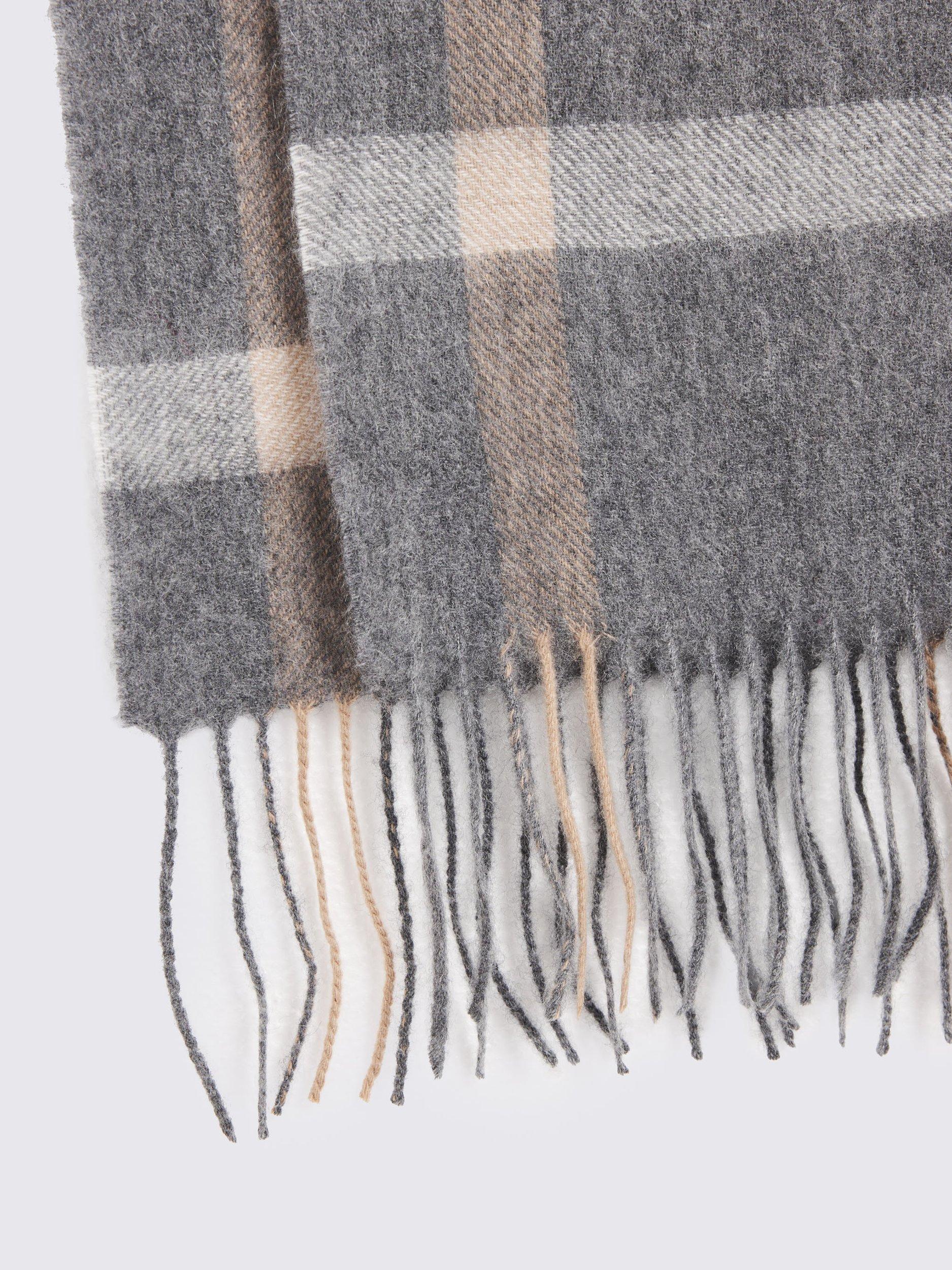 Product image 2 of 2, which shows Moss Check Cashmere Scarf, Grey, One Size