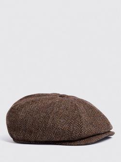 Moss Harris Tweed Baker Boy Hat, Brown