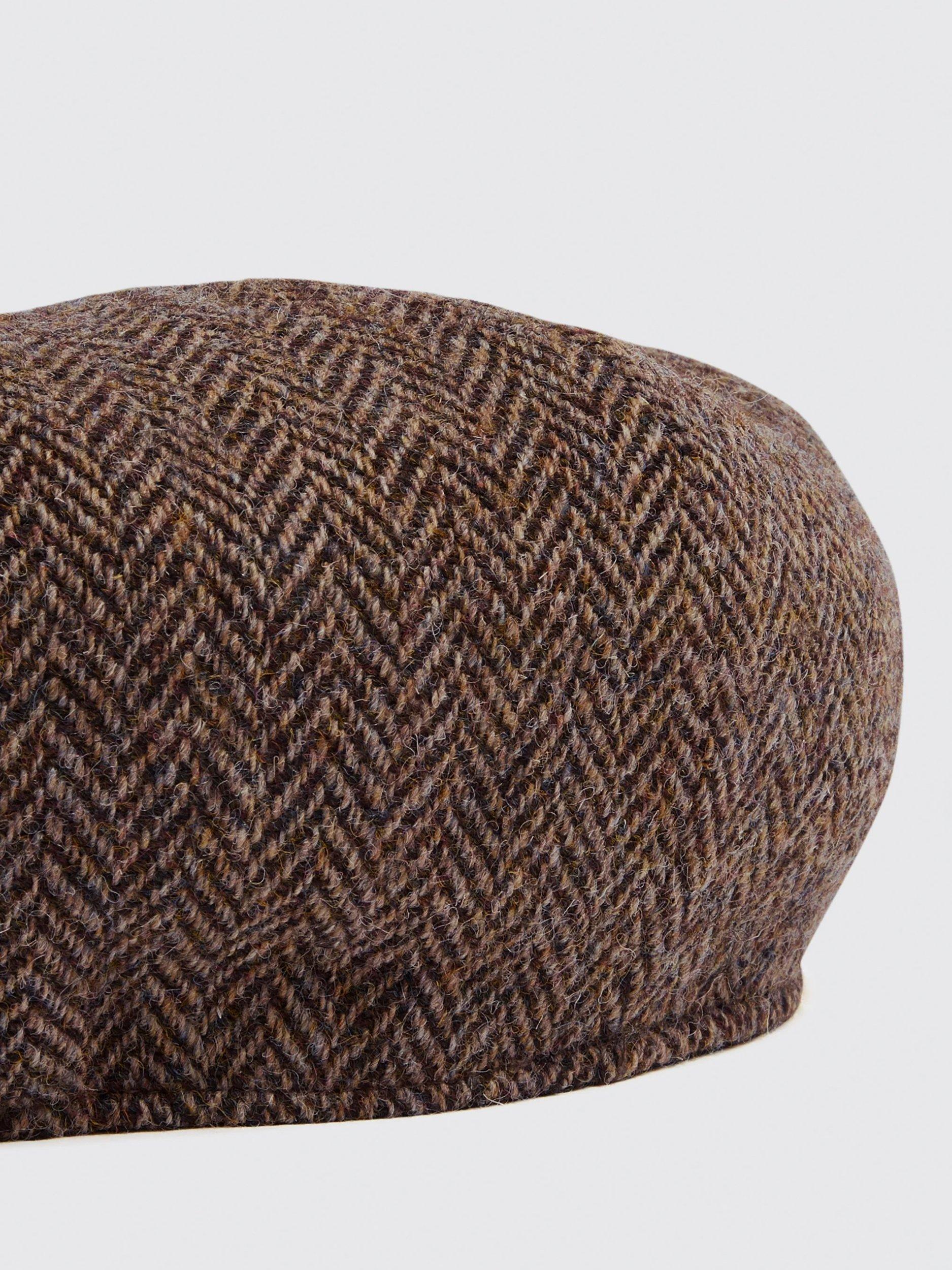 Product image 2 of 3, which shows Moss Harris Tweed Baker Boy Hat, Brown, S