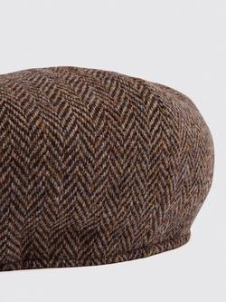 Moss Harris Tweed Baker Boy Hat - view 2, Brown
