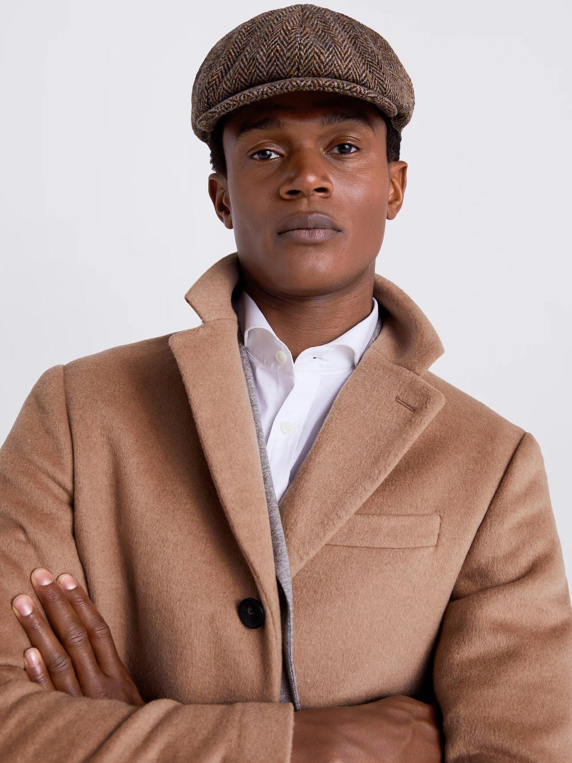 Product image 3 of 3, which shows Moss Harris Tweed Baker Boy Hat, Brown, S