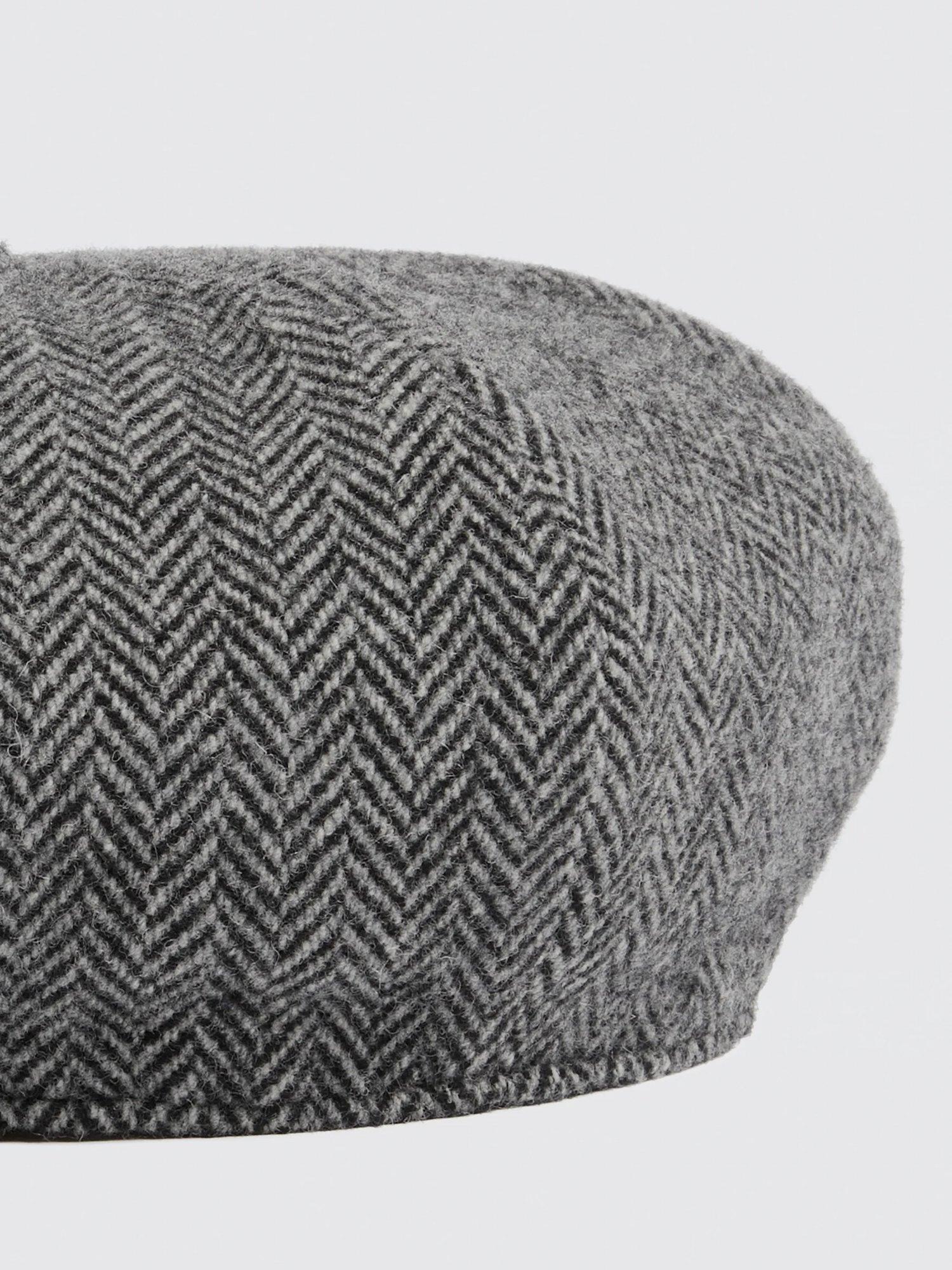 Product image 2 of 3, which shows Moss Harris Tweed Baker Boy Hat, Grey, S