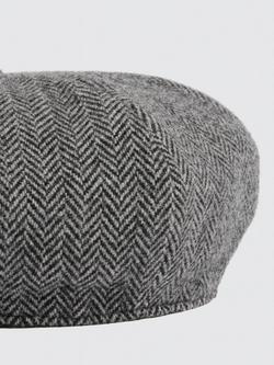 Moss Harris Tweed Baker Boy Hat - view 2, Grey